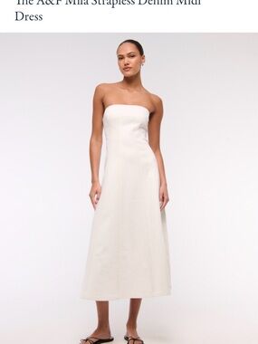 abercrombie strapless pleat release midi dress Abercrombie Strapless Pleat Release Midi Dress